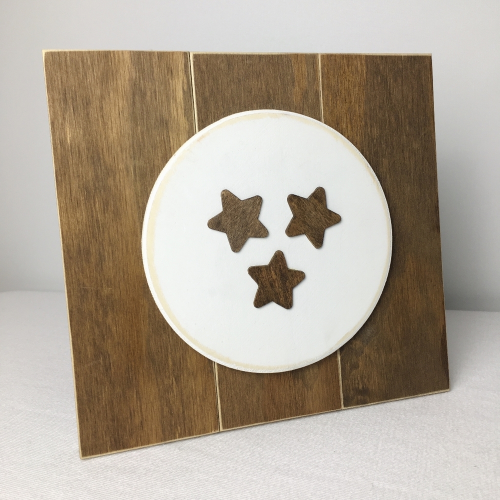 Hand Crafted Brown and White Wooden Tennessee TriStar Wall Decor